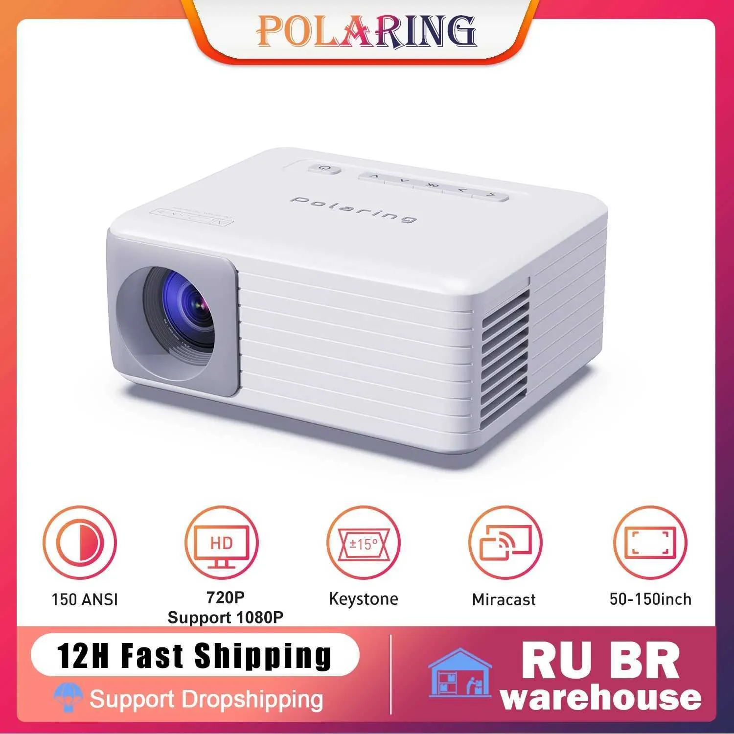 Projectors Polaring N2 720P supports 1080P digital projector video projector Keystone focuses on 5000 lumens home gaming screen camping projector J240509