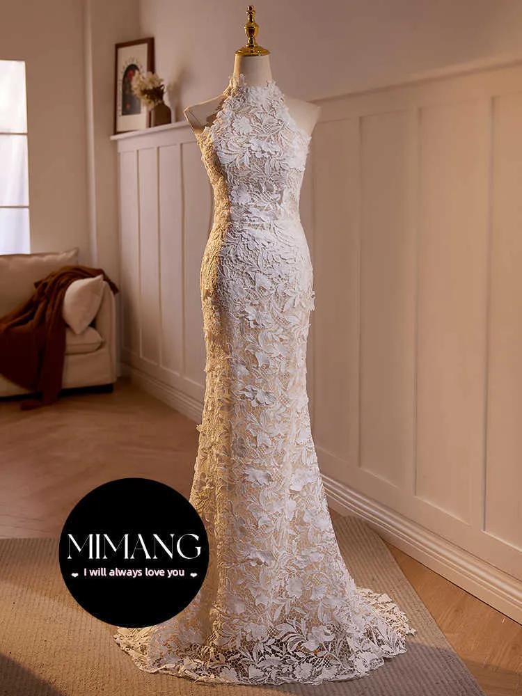 Designer Spitzenlicht Hochzeitskleid 2024 Neues Outdoor -Kleid Meerjungfrau Brautkleid Licht Luxus hochwertig hochwertige Textur