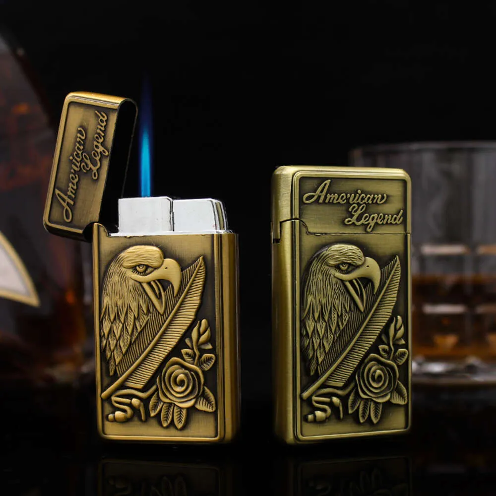 HP Langsheng Windproof Direct Flame Cigarette Hellere Persönlichkeit Eagle Relief Metall Zigarette Set