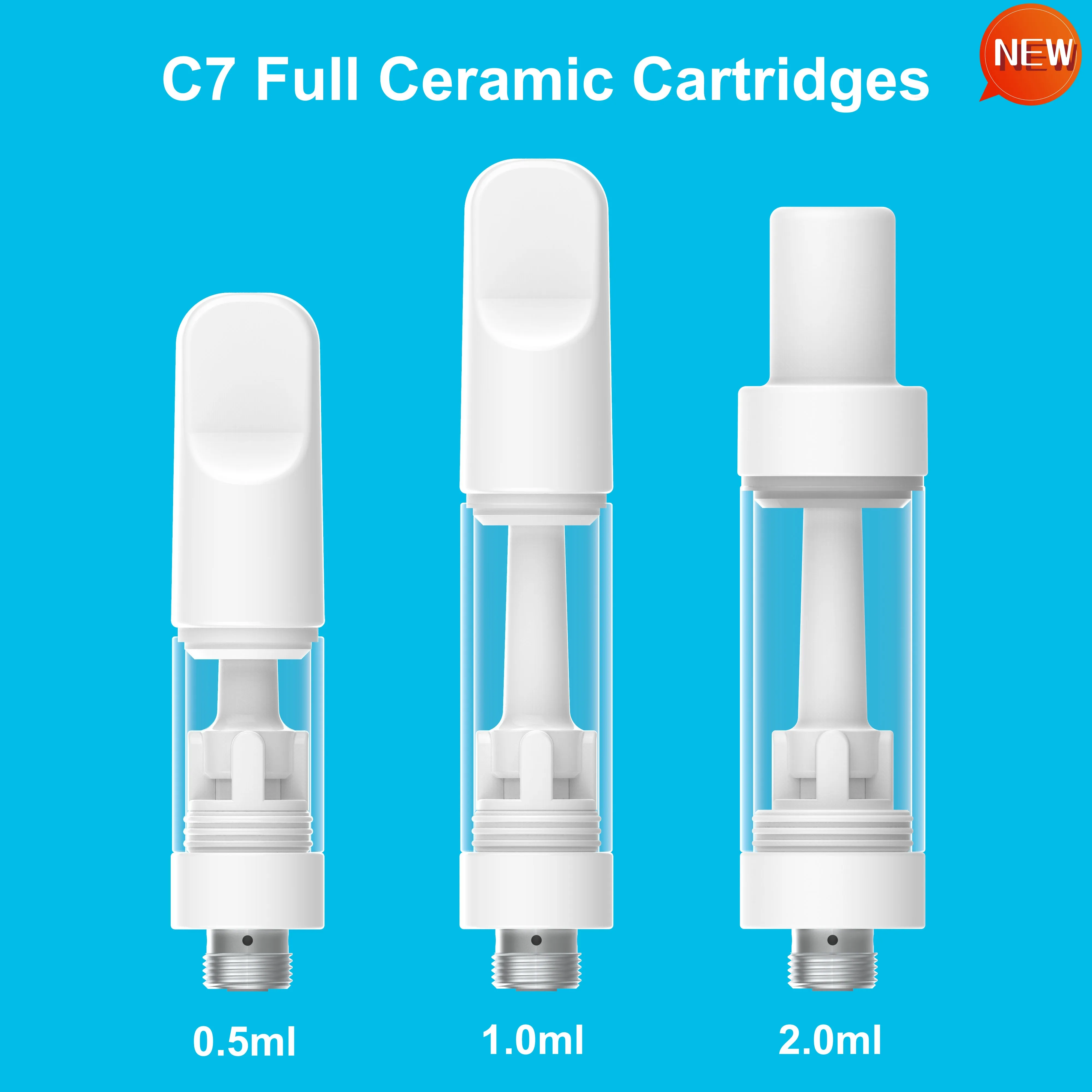 White 510 Thread Empty 0.5g 1.0g Vape Carts Thick Oil Ceramic Coil E Cigarette Cartridge Live Resin Rosin Extracts Vaporizer Distillate Atomizer 0.5ml 1ml 2ml Logo Print