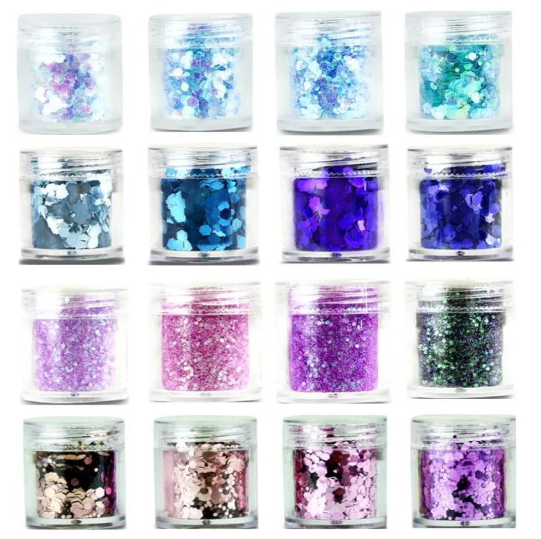 28Color Nail Glitter Tips Iridescent Blue Pink Purple Nail Powers Powder 10ml Manicure Acryl UV Glitter Poeder Paillette5255686