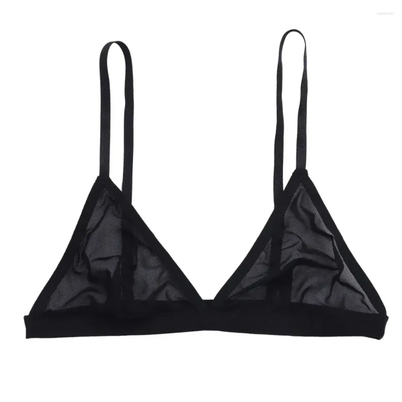 Bras Black Bra Femmes Mesh semi-transparente Hollow Out Stracts réglables Bralettes sans fil femelles