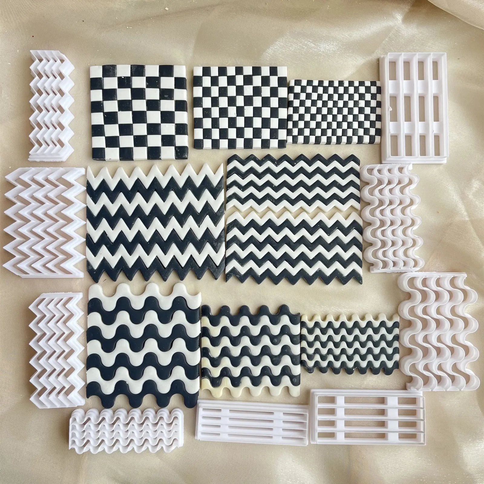 Checkerboard Polymer Clay Molds Strip Cutter DIY Ceramics örhängen smycken pressade linjer Keramikverktyg 240426