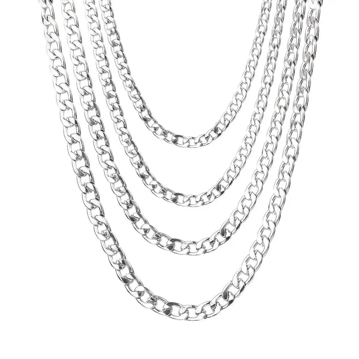 Chaînes Trendy Hip Hop Acier inoxydable 7 mm Figaro Cuba Chains Link Collier épais pour les hommes Accessoires de bijoux pour femmes Ne faites jamais confiance au D240509