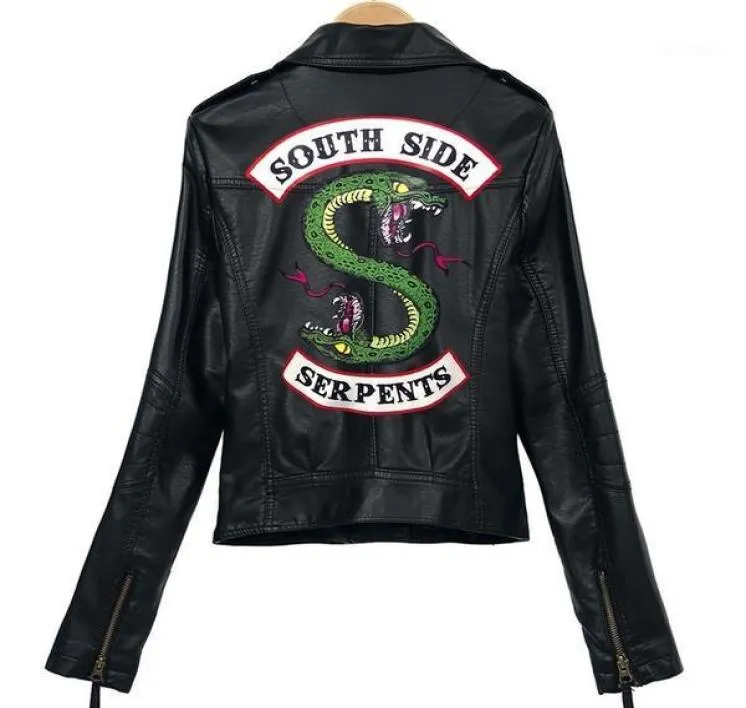 Women039s Jackets 2021 Riverdale PU Stampato logo Stampato Southside Serpents Giacca di pelle streetwear9295890