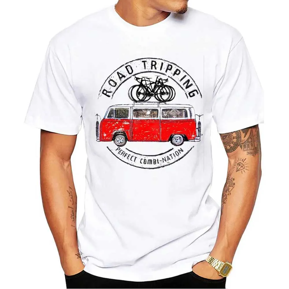 T-shirts masculina Twub Vintage Road Tripping TS Men T-shirts Print Mountain Bike Print Short Slve T-Shirt Bicycle Sport Tops Y240509
