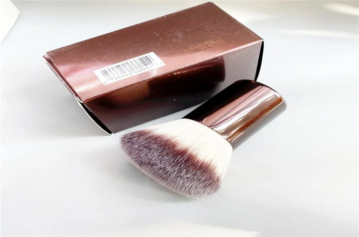 Hg No7 afwerking Make -uppoederborstel Zachte draagbare blush Bronzer Kabuki -borstel Bruin metaal Cosmetica Tool9838664