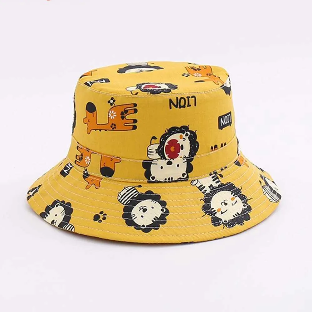 US38 CAPS HATS CARTOON Lion Baby Bucket Hat Summer Outdoor Childrens Boys and Girls Fisherman Sun UV odporny na Panama Beach D240509