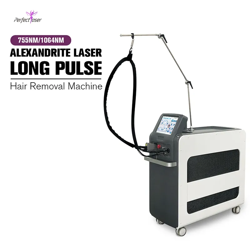 Perfectlaser Alexandrite Long Pulse Laser Hårborttagningsmaskin ND YAG LASER EPILATION FAST COOLING Hud Rejuvenation Equipment Beauty Salon Use