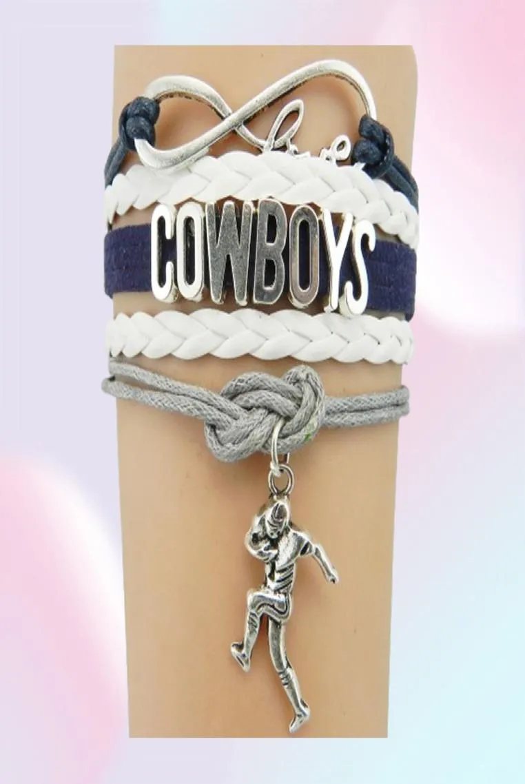 Lettre de cow-boys multicouches Infinity Football Team tressée Bracelet Sports Bangle Nouveau 18239354