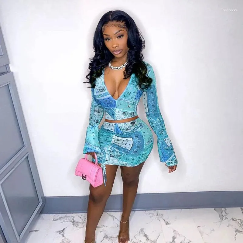 Bandana Print Two Piece Bodycon Dress Set with Crop Top and Drawstring Mini  Skirt for Summer Night Club Outfits from Dhgate Work Dresses - price 28.78