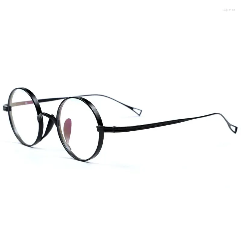 Gafas de sol marcos Vintage puro titanio japonés estilo retro yego redondo marco hombres y mujeres gafas de miopía óptica hechas a mano