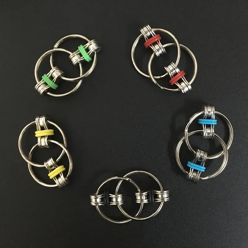 Key Ring Fidget Spinner Gyro Hand Spinner Metal Toy Finger Keyring Chain HandSpinner Toys For Reduce Decompression Anxiety 