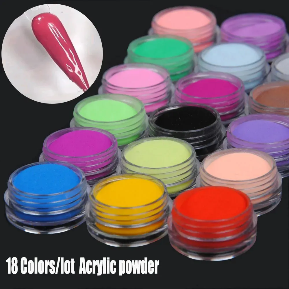 18ColorsSet Акриловый порошок 3IN1ExtendionDipingCarding Кристаллический порошок Scultpure 1*Комплект для ногтя