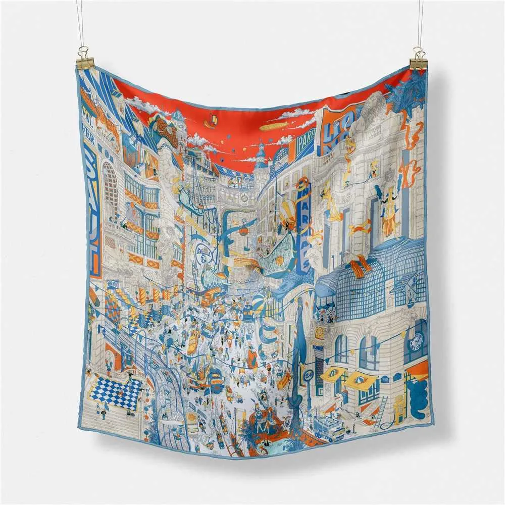 Foulards écharpe en soie femme femme commerciale Street carré enveloppe bandana petit hijab fous