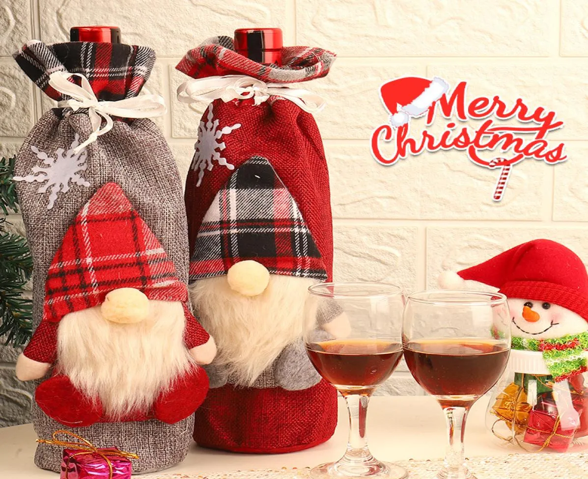 Noel Şarap Şişesi Çanta Tatilini Kapsar Noel Baba Şampanya Şişeleri Kapak Home8113509 için Kırmızı Merry Masa Süslemeleri