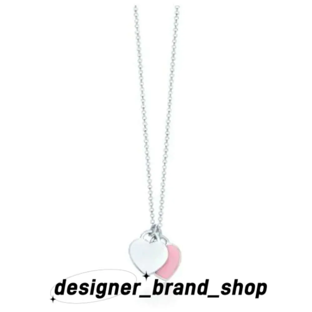 Designer Fashion Classic 925 Sterling Silver Necklace Double Heart Pendant Tiffancy ketting voor geliefde man vrouwen feest bruiloft sieraden hoogwaardige tiffanyco 146