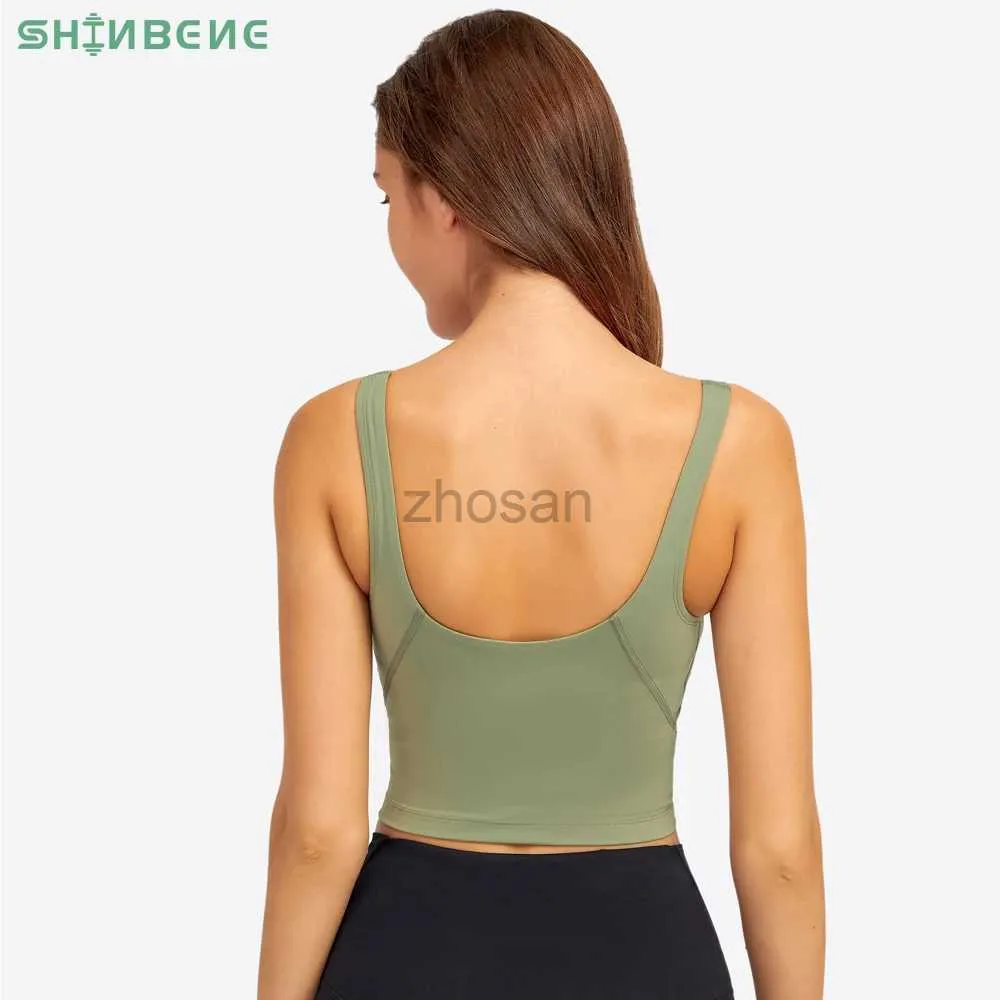 Sous-vêtements actifs Shinbene Ryday V Neck Exercice Yoga Sport Sport Bras Top Women Er Comfy Longline Athletic Bras Tops avec soutien-gorge intégré dans le soutien-gorge D240508