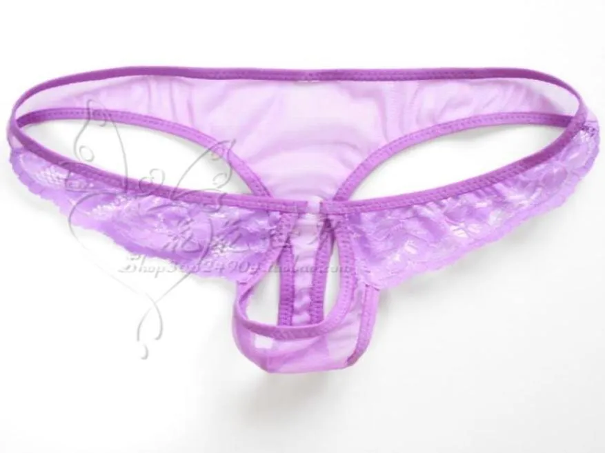 Männer 039S sexy Tanga T -Hosen Spitze transparent niedrige Taille Versuchung exponierte