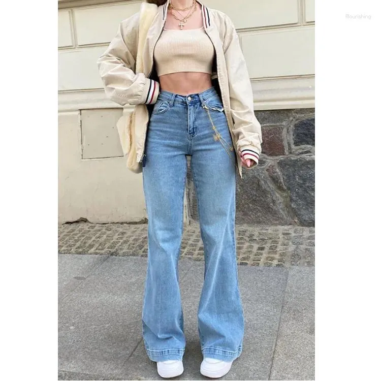 Kvinnors jeans cutistation plus size y2k midi stiger klocka botten fall kläder kvinnor 2024 blå sexig casual blossed denim byxor streetwear