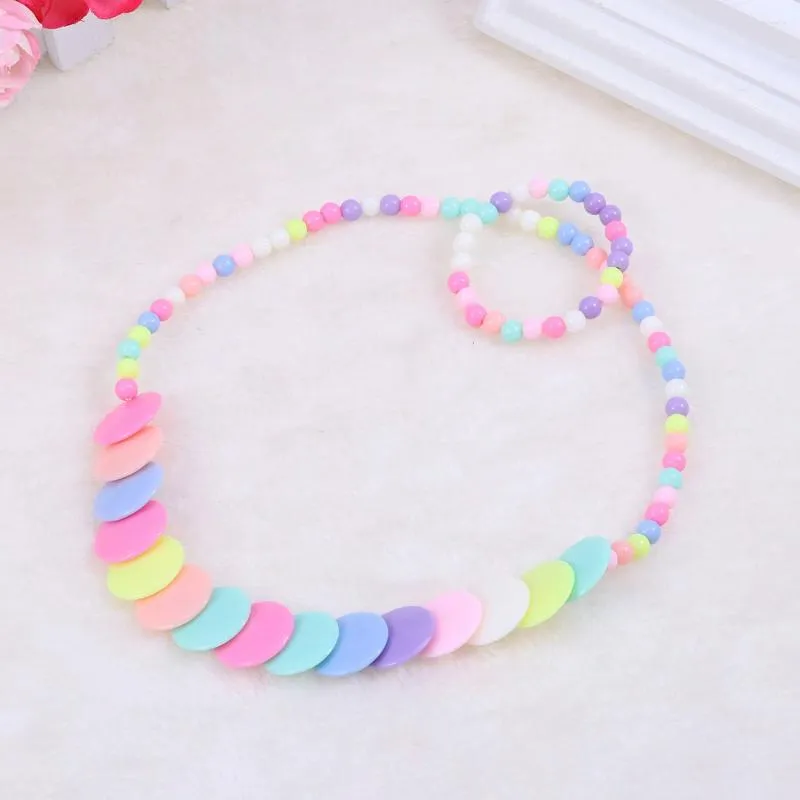 Colares pendentes colar garotas colar jóias colorido bracelete contas da versão coreana criança