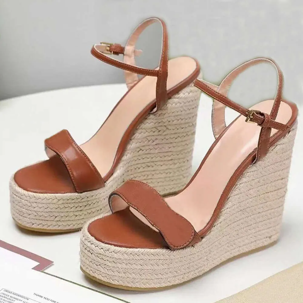 Designer Sandals Espadrille Platform Wedge Sandals Summer Wedding Sandals Adjustable Ankle Strap 8-13cm With Box 291