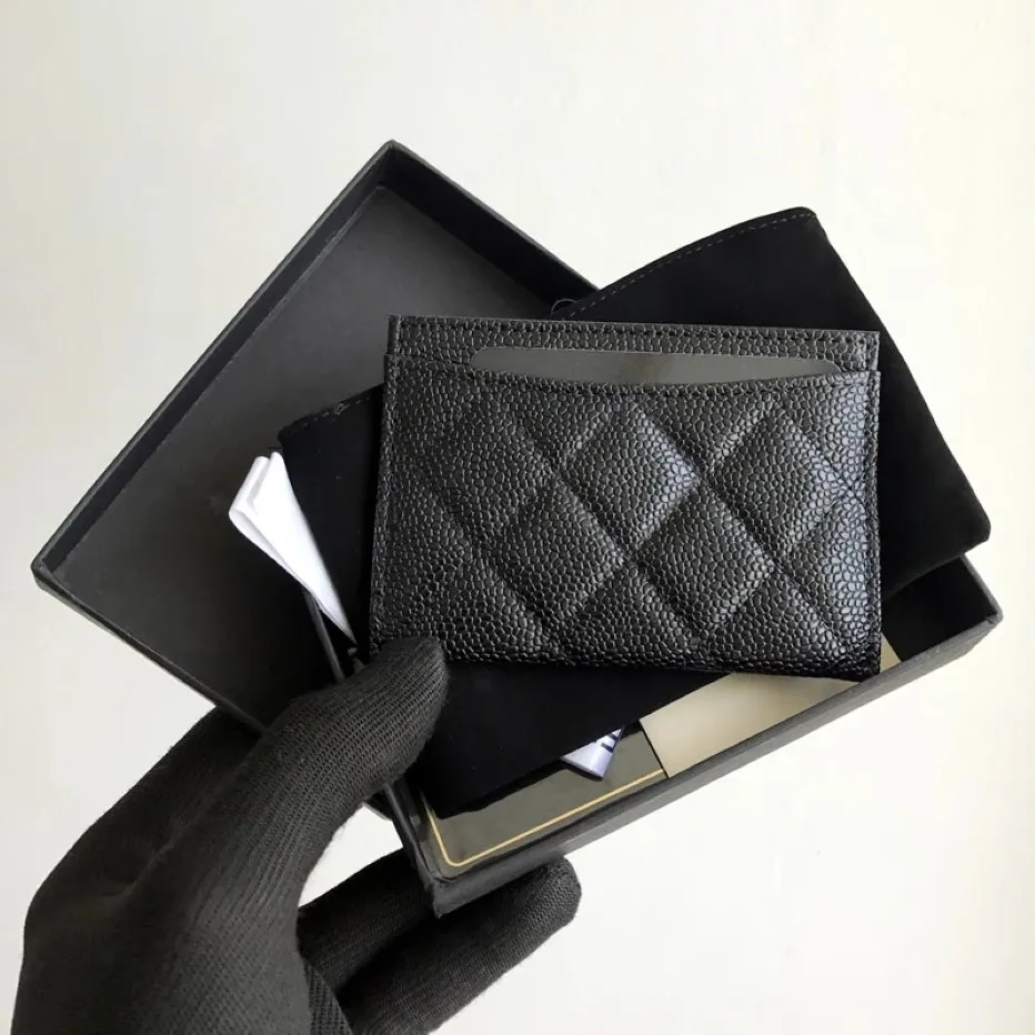 Porte-cartes de cartes authentiques Purse à bandoulière Caviar Rhombus Soft Lambin Lanss Luxury Designer Classic Mouton Credit Card Sac Shor 334W