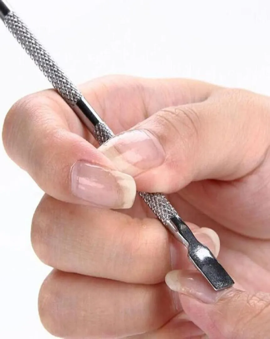 Rostfritt stål nagelband med dubbelsidig finger död hud tryck manikyrvård verktyg8797395