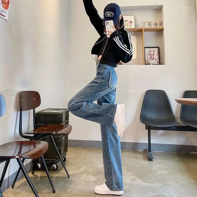 Wide leg cropped denim trousers 2025