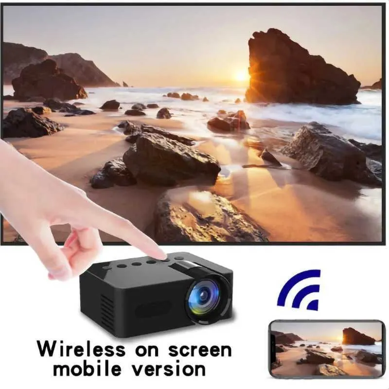 Projecteurs Full HD Outdoor Projecteur Mini Portable Projecteur Mobile Video WiFi Smart Home Cinema Wireless Même écran iOS / Android WiFi J240509