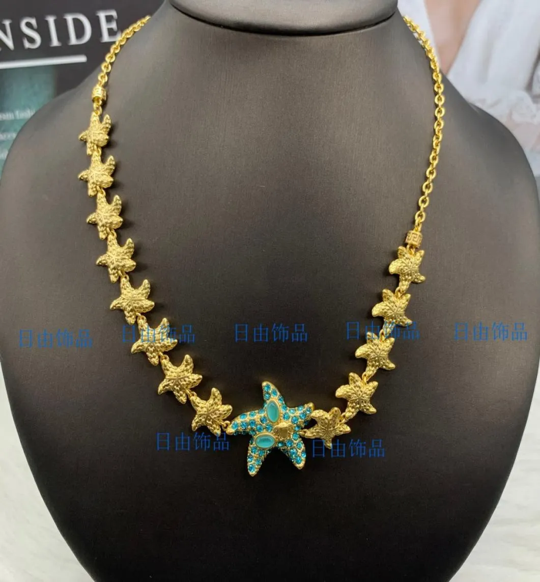 Nouveau portrait de tête conçue diamants colorés étoiles de poisson collier bracelet en mer
