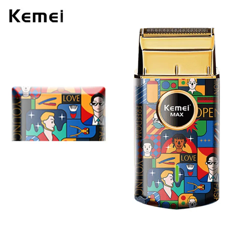 Kemei Uno Cordless Single Foil Shaver Stylecraft Graffiti Professional Litium Ion Razor Super Close Cutting With No Irritation 240509