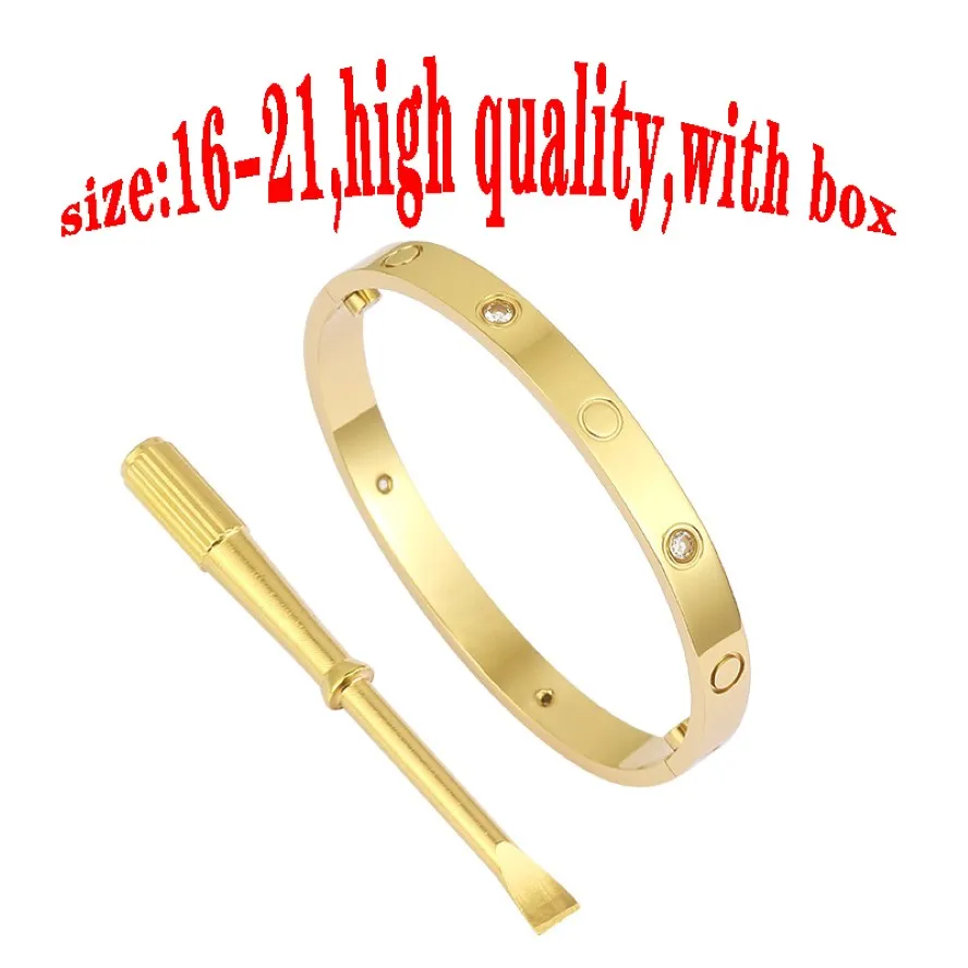 Red Box Bangle Love Vis Bracelet pour femme homme 16-21 Luxury Jewelry Bangle Classic 5 0 Titanium Steel Alloy Craft 925S Silver Gold Ro 259c