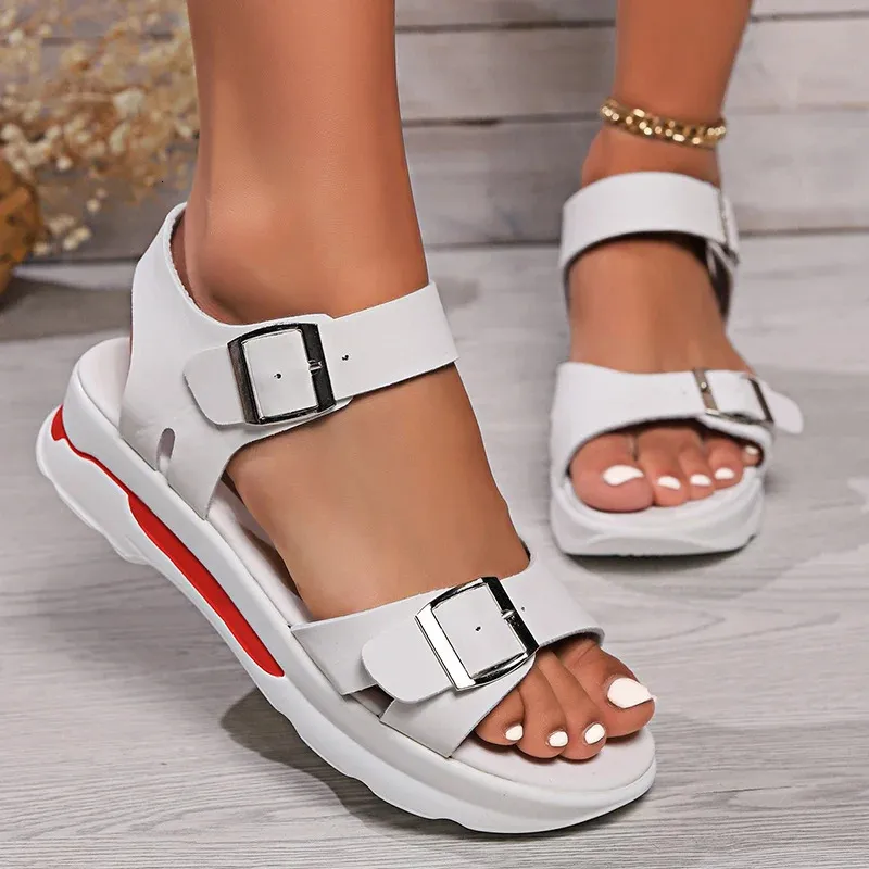 Fashion Platform Rimocy Buckle Women Summer Thick Sole Non-Slip Sandalias Mujer Outdoor Lightweight Sports Sandals 24042 be36