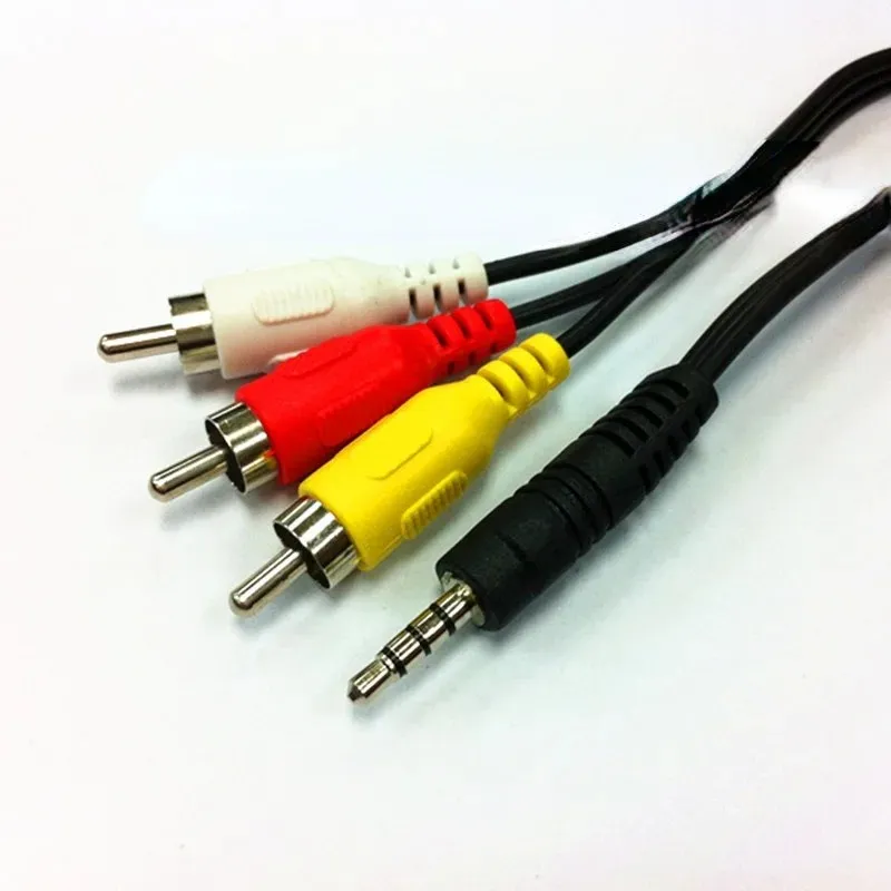 Audio y video masculino de 3.5 mm a 3 lotus 1 minuto 3 Salida de televisión por cable AV un minuto tres RCA amarillo blanco rojo tres colores