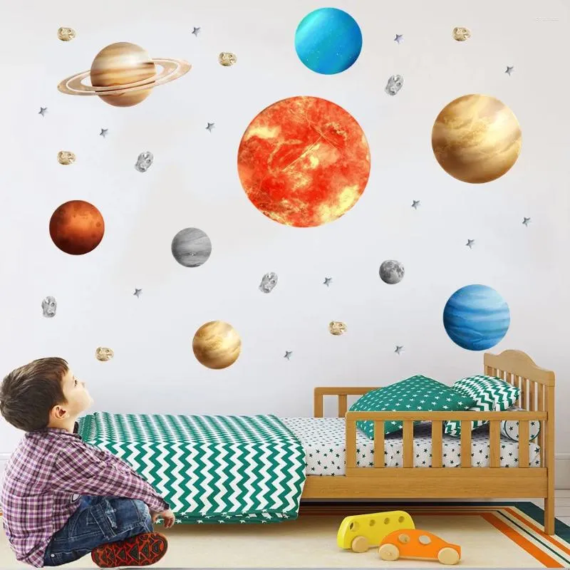 Наклейки на стены девять планета DIY Земля для гостиной спальни для спальни детская защита окружающей среды Съемное украшение