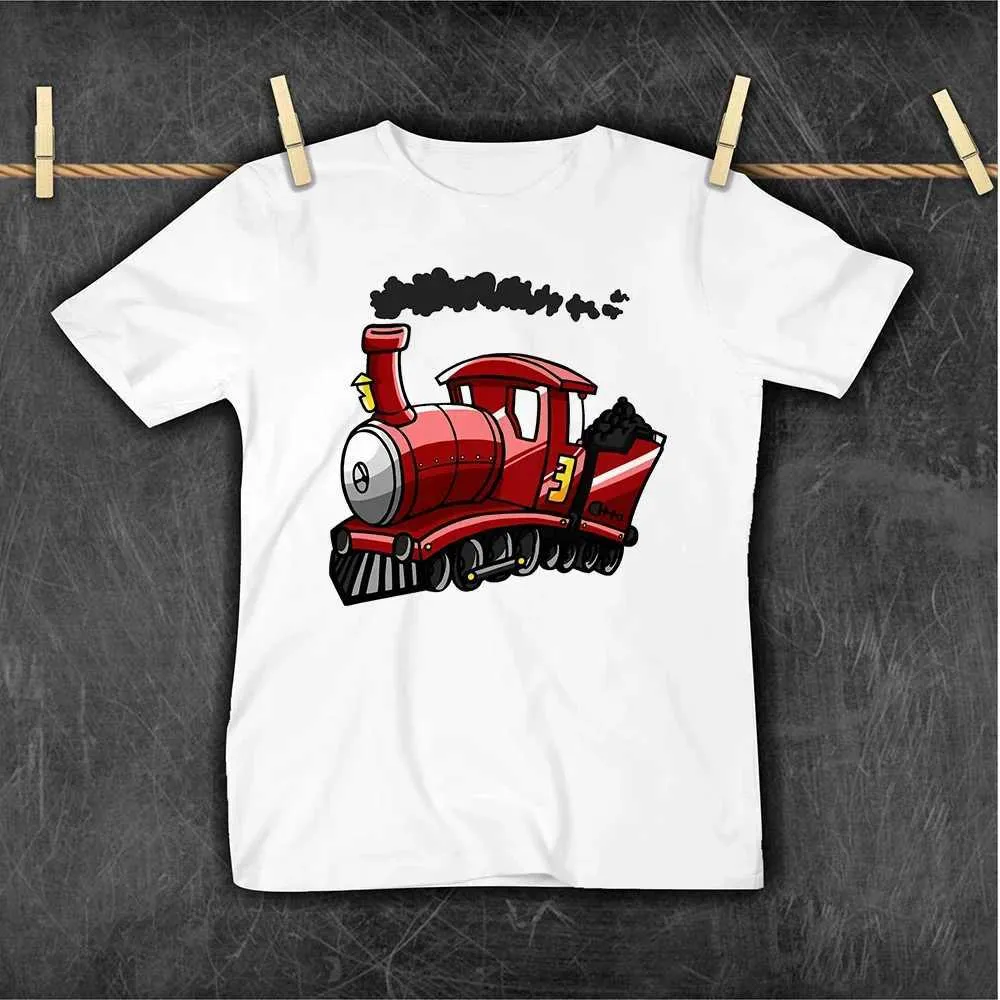 Футболки Симпатичная мультипликационная грузовая поезда мальчики любимая детская одежда белая футболка модная уличная одежда детская футболка футболка 2405