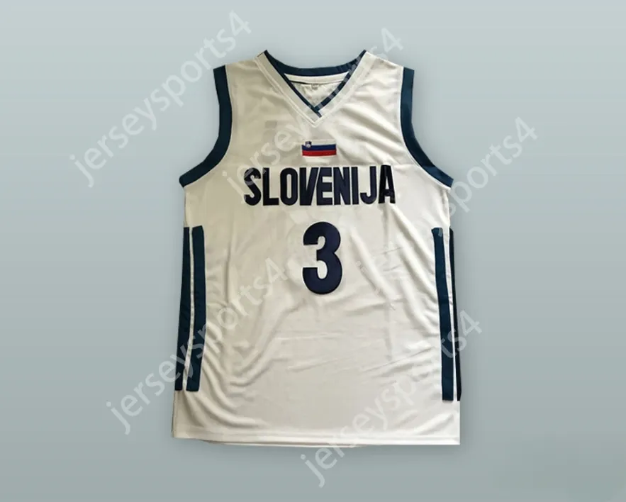 Custom nay mass jovens/crianças goran dragic 3 seleção nacional slovenija camisa de basquete branca camisa superior s-6xl