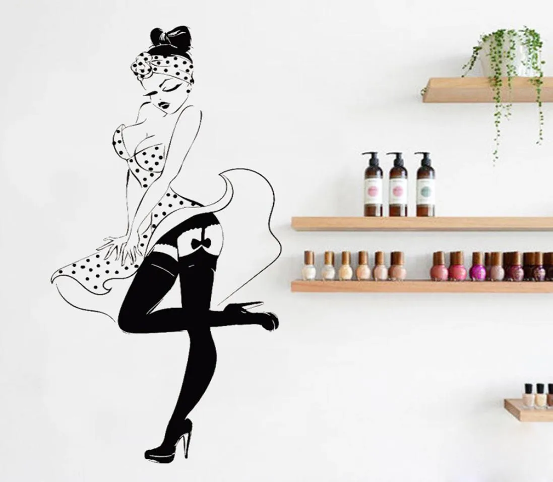 Retro Pin Up Sexy Girl Vinyl Wall Decals For Bedroom, Shop, And Beauty ...