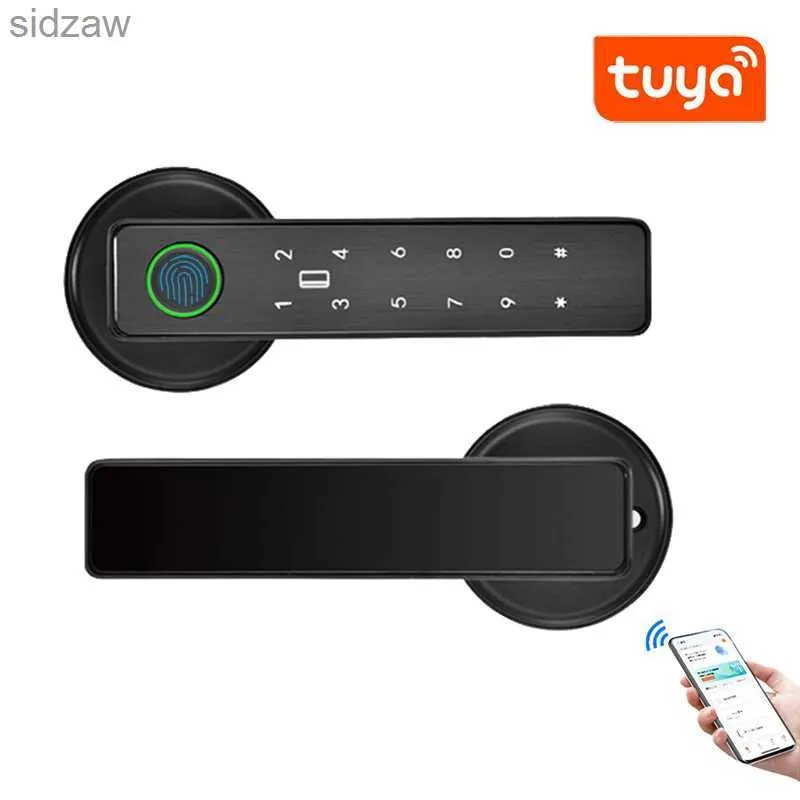 Smart Lock Tuya SmartLife Remote Control Mot de passe d'empreinte intelligente RFID IC IC Boulon de verrouillage pour les portes en métal en bois intérieur WX