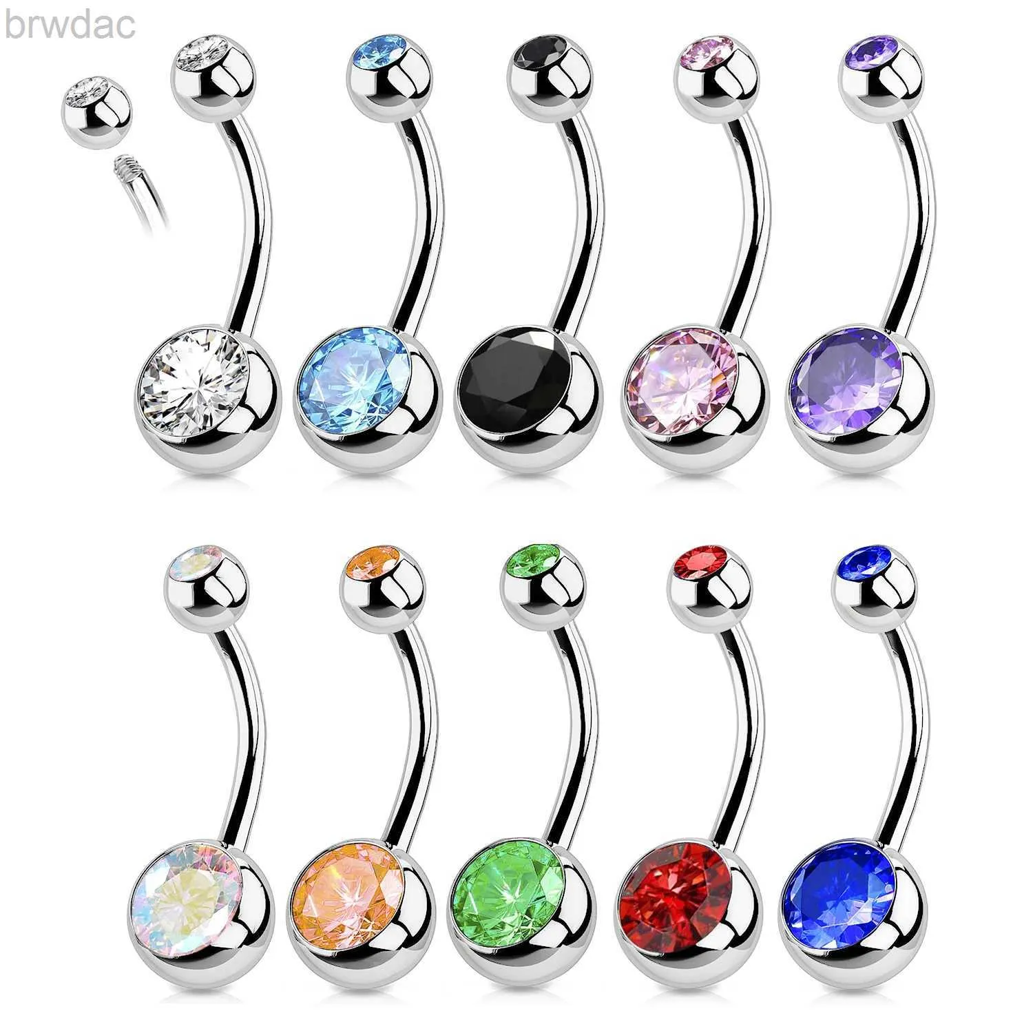 NAVEL -ringen 1 pc G23 Titanium Crystal Gem gebogen barbellringen navel navel ringen piercings nombril ombligo piercing charmante sieraden d240509