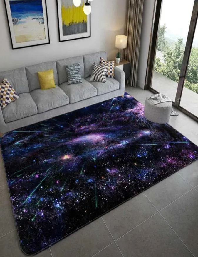 Galaxy Space Stars pattern Carpets for Living Room Bedroom Area Rug Kids Room play Mat Soft Flannel 3D Printed Home Large Carpet Y3684025