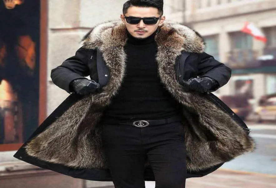 Men039s Down Parkas Hiver Men Ourwear Raccoon chaud Veste de fourrure Naturel Vestes Vestes Male à capuche Male Cola Résistant Cold3842718