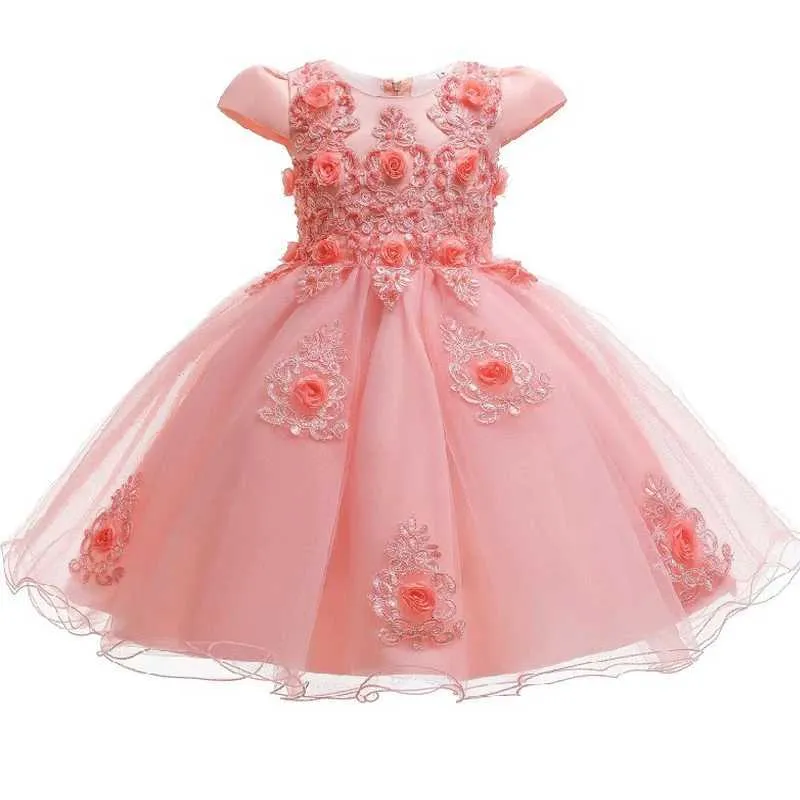 Vestidos de menina menina Princess Wedding Bridal Day Dance Jacquard Dress Girl Baby Birthday Party Borded Borded Bordered Lace Dressl2405