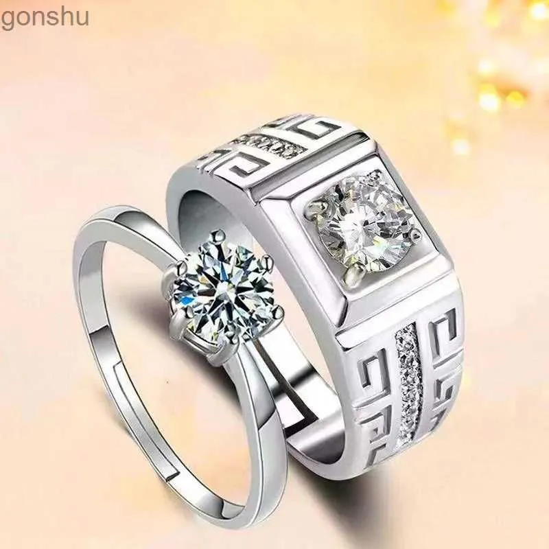 Anneaux de couple Molybdenum Zircon Anneau de fiançailles ouverte Male Modèle Modèle Couple de couple Classic Six Couple Couple Ring WX