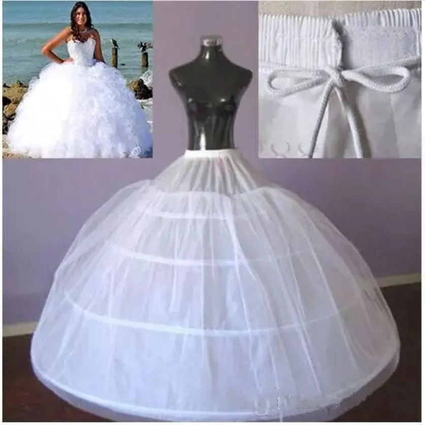 2018 New Style Hoop Bonning Puffy Petticoat Two Layers 3 Hoops Full Length Bridal Underskirt Crinoline for Quinceanera Dresses Ball Gow 188C