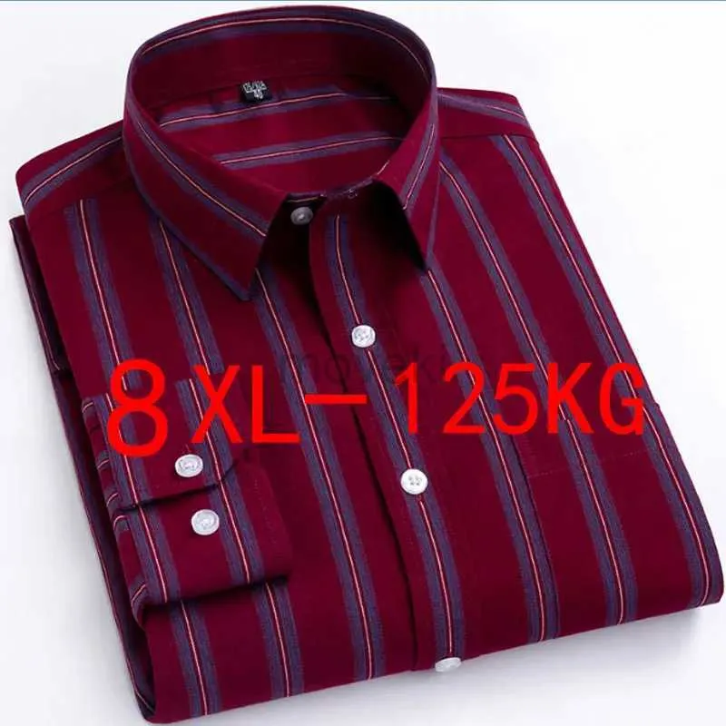 Heren -jurk shirts 7xl 8xl 100% katoen nieuwe herfst/winter heren shirt plaid lange mouw oxford oxford plus size zakelijke casual gratis strijken slanke fit d240427