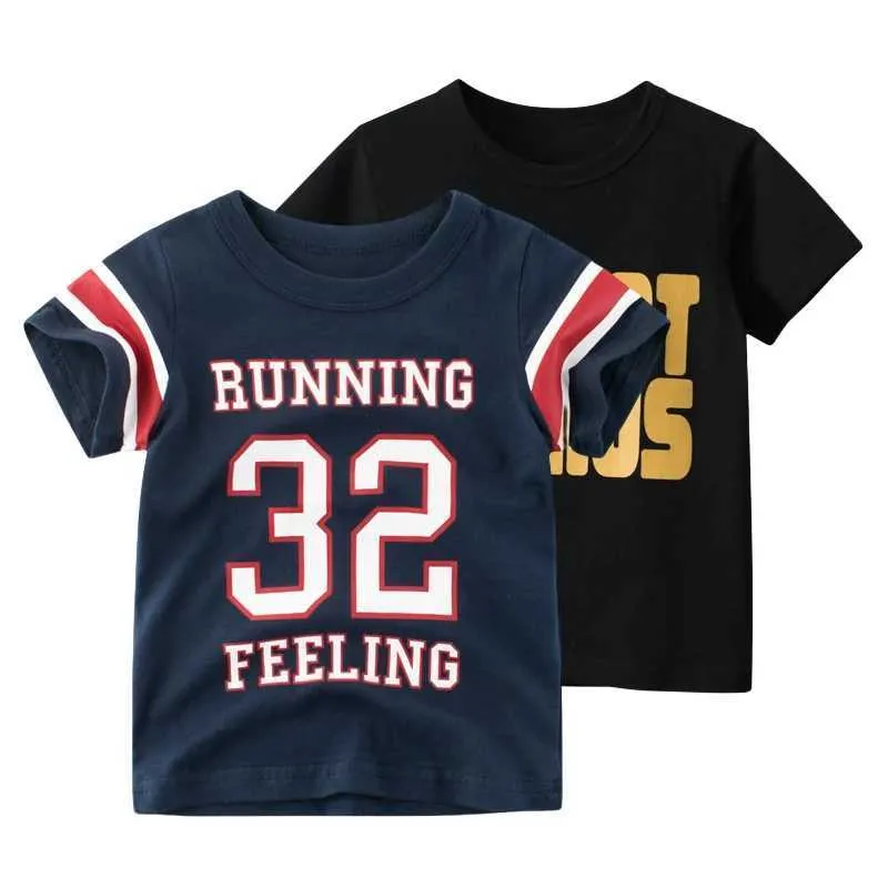 T-shirts 2024 Summer New Letter Printing T-shirt for Boys Clothing Short sleeved O-neck Cotton Top T-shirt for Childrens Clothing 2-10YL240509
