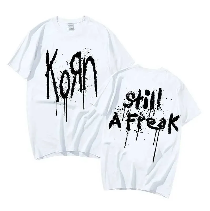 Męskie koszulki Summer Korn Music Concert Rock Band World Tour T Shirt Mens Vintage Metal Gothic Oversizezed Strtwear Short Slve T koszule T240506