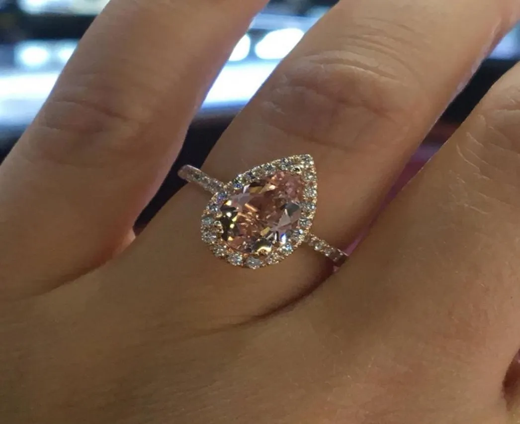 Luxury Womens Wedding Ring Fashion Gemstone Simulated Diamond Engagement Rings For Women Jewelry2385452